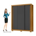Ver imagem 4 de Guarda Roupa com Portas de Correr 3 Portas 2 Gavetas Saint 156cm Cinza/Carvalho Americano/Grafite