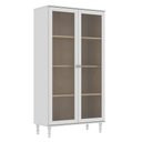 Ver imagem 1 de Cristaleira 2 Portas Vidro Pés Madeira 151x80 Cm E957 Branco Dtall Branco