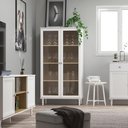 Ver imagem 2 de Cristaleira 2 Portas Vidro Pés Madeira 151x80 Cm E957 Branco Dtall Branco