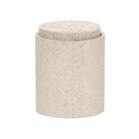 Pote com Tampa em Polirresina Bege Mart 10,5cm