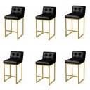 Ver imagem 1 de Banqueta Cozinha Alta com Encosto Industrial Kit 6 Dourado Lirina Pu C05 - D'rossi
