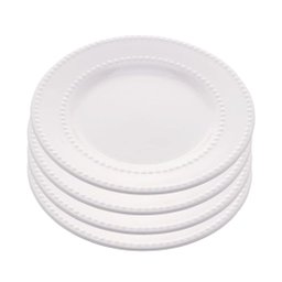 Jogo 4 Pratos Raso de Porcelana New Bone Pearl Branco 27cm - Lyor - 1