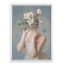 Ver imagem 1 de Quadro Decorativo Mulher Flores - Desabroche 33x24cm:moldura Branca