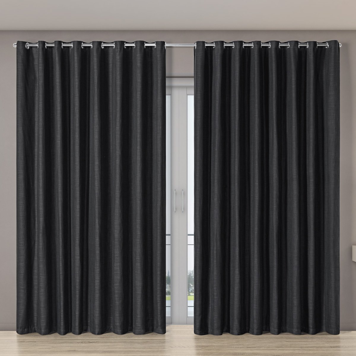 Cortina Luxo Blecaute com Voil Gaze Linho 2,70m X 2,30m Blackout para Sala Quarto Porta Balão Preto - 2