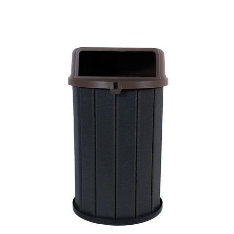 Lixeira Madeira Plástica 100 Litros - 70 Cm:cinza/marrom