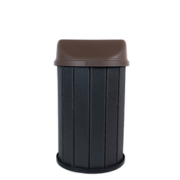 Lixeira Madeira Plástica 100 Litros - 70 Cm:cinza/marrom - 3