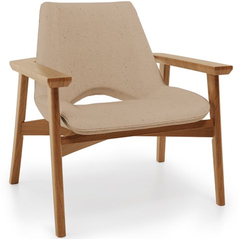 Poltrona Decorativa para Sala de Estar Living Base Madeira Becker L02 Linho Bege Escuro - Lyam Decor