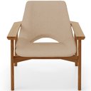 Ver imagem 3 de Poltrona Decorativa para Sala de Estar Living Base Madeira Becker L02 Linho Bege Escuro - Lyam Decor