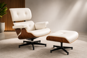 Ver imagem 1 de Poltrona Charles Eames com Puff - Couro Branco L Pau-Ferro