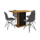 Ver imagem 2 de Mesa Jantar Londres Tampo Canela 120cm Base Preta 4 Cadeiras Ferro Preto Estofado Grafite
