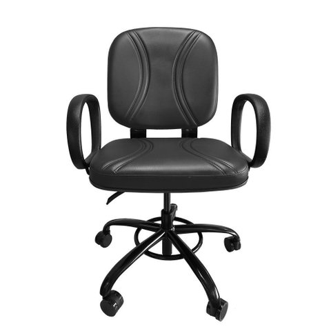 Cadeira de Escritorio Giratoria Reforçada com Regulagem de Altura Suporta até 200kg Preta