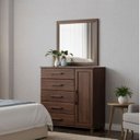 Ver imagem 1 de Conjunto Cômoda 5 Gavetas + Moldura com Espelho 100% Madeira Maciça - Linha Ouro Finestra Móveis