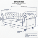Ver imagem 2 de Sofá Chesterfield 3 Lugares 220cm Courino Premium Retrô Luxo Capitóné Sala Estar Recepção Escritório