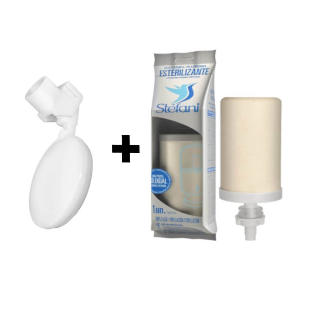 Vela para Filtro de Barro Cerâmica Stéfani Esterilizante Tripla Ação + 01 Bóia Stefani Vela Esterili