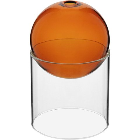 Vaso Decorativo de Vidro Âmbar 13x13x13cm Enfeite Sala Mesa Estante Aparador