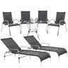 Combo para Piscina com 2 Espreguiçadeiras Esteira Catar + 4 Cadeiras Colômbia e Mesa Alta Alumínio-F - 1