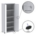 Ver imagem 6 de Armário de Escritório 2 Portas com Chave e Prateleiras Reguláveis Aço Cinza/Branco