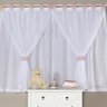 Cortina Branco Varão com Voil Rose Baby Império Rosê - 1