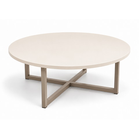 Mesa de Centro Decorativa Orgânica Moderna Redonda MDF Aço Carbono Sala de Estar Industrial