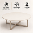 Ver imagem 5 de Mesa de Centro Decorativa Orgânica Moderna Redonda MDF Aço Carbono Sala de Estar Industrial