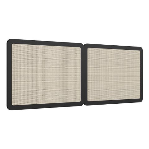 Cabeceira Painel Casal Oslo Artesano 160 cm (Largura) em MDP Nero e Tela Sintética (Palhinha) Bege