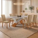 Ver imagem 2 de Mesa de Jantar Yasmin 180cm Tampo Mdf Vidro Canto Copo com 6 Cadeiras Lira