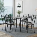 Ver imagem 2 de Conjunto de Mesa Sala de Jantar Leia com 6 Cadeiras Tubular Granito 1,40m Artefamol