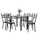 Ver imagem 1 de Conjunto de Mesa Sala de Jantar Leia com 6 Cadeiras Tubular Granito 1,40m Artefamol