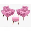 Ver imagem 1 de Kit C-02 Poltronas Opala + 01 Puff Redondo Danny Suede Rose