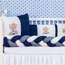 Ver imagem 3 de Kit Protetor Berço Padrão Americano Ursinho Balão Azul 6 Pçs