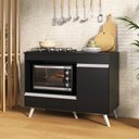 Ver imagem 1 de Balcão para Cooktop e Forno 105cm 1 Porta 1 Gaveta Veneza Multimóveis Mp2258 - Preto/branco