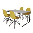 Ver imagem 6 de Mesa Industrial Base Ferro Preto Tampo 137X90 Branco 4 Cadeiras Ferro Preto Assento Amarelo Branco