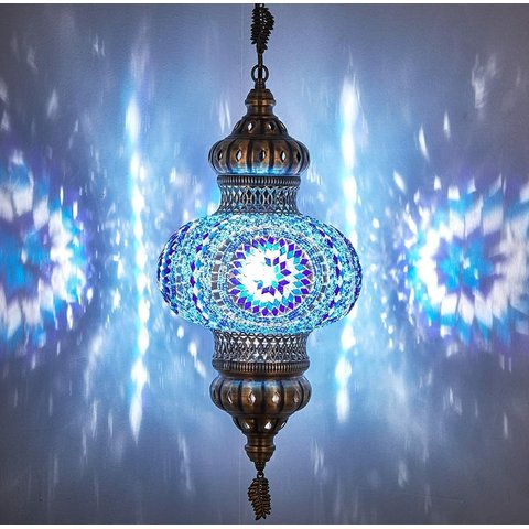 Lustre de Mosaico Turco Autêntico Azul Fantastico 25 cm Diametro Mosaico – YYTK450035