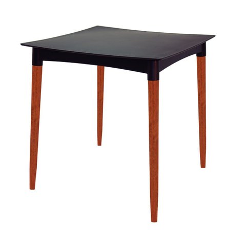 Mesa Tramontina Potenza 70x70 Cm em Polipropileno Preto Pernas Madeira Teca