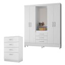 Ver imagem 1 de Cômoda Astral e Guarda Roupa Casal Capelinha Pérsia Branco Flex - Demóbile