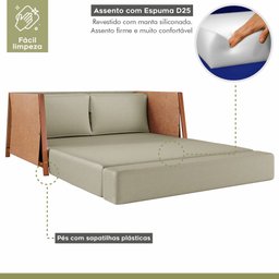 Sofá Cama 2 Lugares M09 Mais Decor Cobre/linho Bege - 4