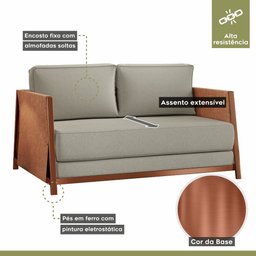 Sofá Cama 2 Lugares M09 Mais Decor Cobre/linho Bege - 2