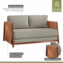 Sofá Cama 2 Lugares M09 Mais Decor Cobre/linho Bege - 3