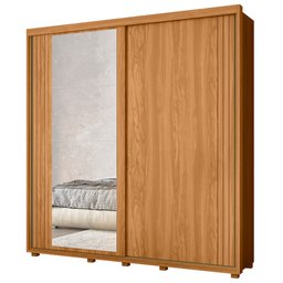 Guarda Roupa Casal com Espelho 221cm Portas Flex Milena A02 Carvalho Grife/Off White - Mpozenato - 11
