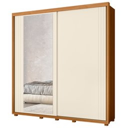 Guarda Roupa Casal com Espelho 221cm Portas Flex Milena A02 Carvalho Grife/Off White - Mpozenato - 12