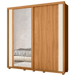 Guarda Roupa Casal com Espelho 221cm Portas Flex Milena A02 Carvalho Grife/Off White - Mpozenato - 13