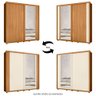 Guarda Roupa Casal com Espelho 221cm Portas Flex Milena A02 Carvalho Grife/Off White - Mpozenato - 3