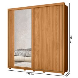Guarda Roupa Casal com Espelho 221cm Portas Flex Milena A02 Carvalho Grife/Off White - Mpozenato - 4