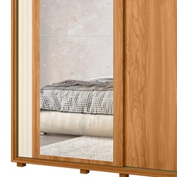 Guarda Roupa Casal com Espelho 221cm Portas Flex Milena A02 Carvalho Grife/Off White - Mpozenato - 9