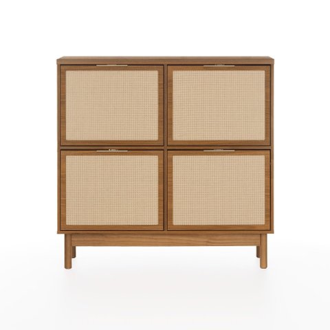 Sapateira Kaki 4 Portas 105 cm X 35 cm Louro Freijó - Telinha Rattan