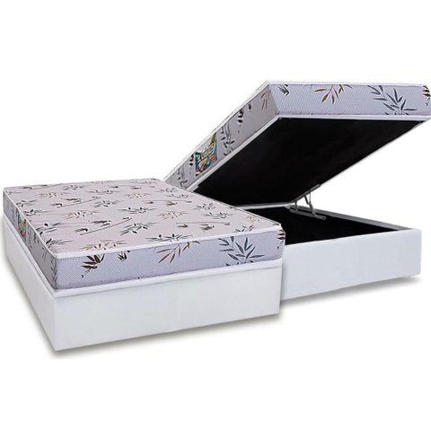 Conjunto Box Baú Queen: Colchão Espuma Herval D28 St. Louis + Base Crc Linhão White (158x198)
