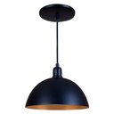 Ver imagem 1 de Pendente Meia Lua 24cm Luminária Lustre Alumínio Preto Textura C/ Cobre
