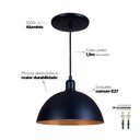 Ver imagem 4 de Pendente Meia Lua 24cm Luminária Lustre Alumínio Preto Textura C/ Cobre