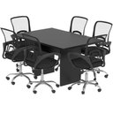 Ver imagem 5 de Mesa de Reunião Retangular para Escritório 6 Lugares Moderno MDP 136cm Preto Tecnomobili