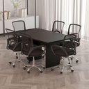 Ver imagem 2 de Mesa de Reunião Retangular para Escritório 6 Lugares Moderno MDP 136cm Preto Tecnomobili